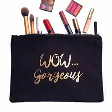 non folding gold printed cosmetic bag