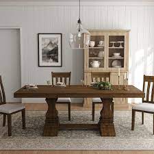 Pawel 86 Farmhouse Double Pedestal Dining Table With Two Built In Divided Drawers By Hulala Home Walnut