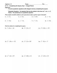U7 21 Completing The Square Day 1 Pdf
