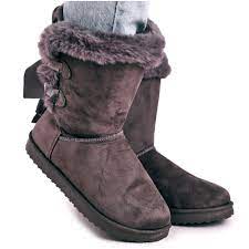 Women's snow boots with a fur lined with fur Gray Kaylee grey - KeeShoes