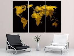 Gold World Map Canvas Print Wall Art