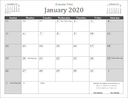 2020 Monthly Calendar Template Word With Holidays Sagwagoncr