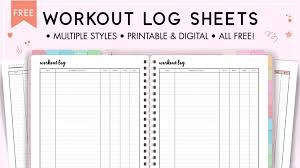 free printable workout log sheets