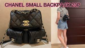 chanel 23p small backpack what fits