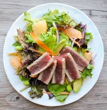 perfectly seared ahi tuna steak salad