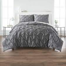 Grey Cotton Blend Pintuck Comforter Set