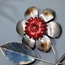 Silver Metallic Flower Wall Art Black