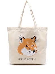 maison kitsune mk orange fox head print
