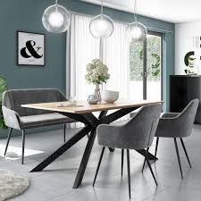 Find yours, then make the most of completely free shipping across the uk. Carson Light Oak Dining Table With 1 Grey Velvet High Back Bench And 2 Dining Chairs Furniture123