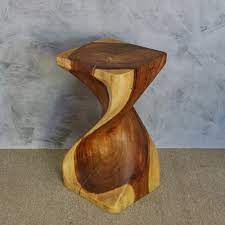 Single Wooden Twisted Stool No Assembly
