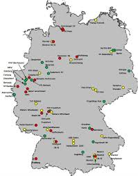 Interactive map showing the stadium locations for all 18 teams in the german bundesliga, including bayern munich, borussia dortmund and bayer 04 leverkusen. Bundesliga Map 2010 11 Die Bundesliga Uk