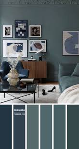 muted green navy blue living room