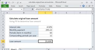 Calculate Original Loan Amount Excel