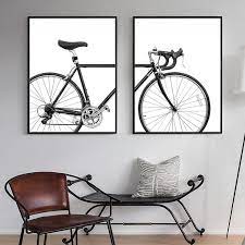 Black White Racer Bike Bicycle Wall