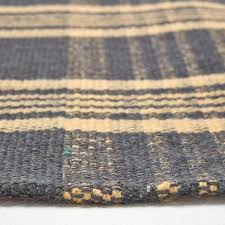 yellow tartan check non slip 100 wool rug