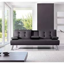 jummico futon sofa bed faux leather