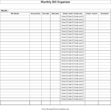Bill Organizer Monthly Bill Organizer Chart Page 1 Bill