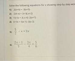 Solved Solve The Following Equations