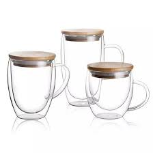 Double Wall Glass Mug With Bamboo Cover