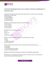 cl 10 chemistry worksheet on chapter