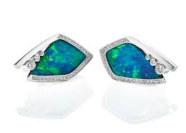 blue mountain ear clips black opal