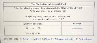 Elimination Addition Method Solve