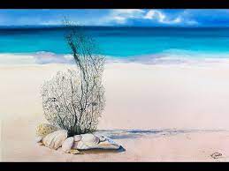 Watercolor White Sand Beach Painting