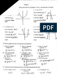 Create the worksheets you need with infinite precalculus. Parabola Review Worksheet Answers Vertex Graph Theory Zero Of A Function