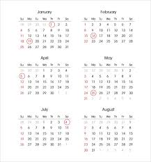 2015 Calendar 6 Free Samples Examples Format