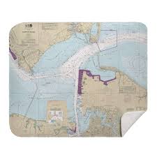 Va Hampton Roads Newport News Va Nautical Chart Blanket