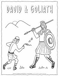 King david (with crown and sword) david as saul's armor bearer. David And Goliath Bible Coloring Pages Planerium