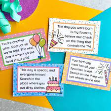 printable birthday trere hunt clues