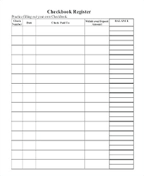 Printable Blank Checkbook Register Sample Check Template Excel Free