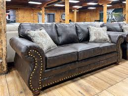 traditional lodge style sofa in deep