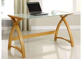 Glass Office Desk With Oak Frame Pc201