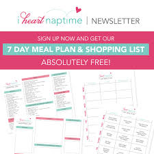 Free 7 Day Meal Plan I Heart Naptime