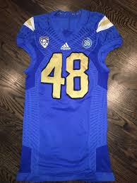The ucla script on the helmet may be a bit out of date, but the baby blue and gold combination is simply the best. Game Worn Ucla Bruins Football Jersey Used Adidas 48 Size Xl D1jerseys