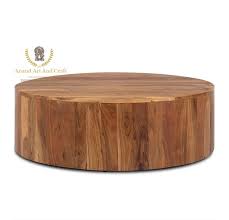 Wood Coffee Table Solid Wooden Round
