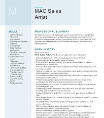 mac s artist resume sle