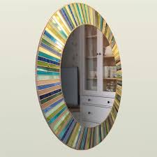 stained glass deco circle mirror 100cm