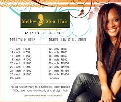 Looking for a good deal on brazilian hair? Price Lists Mellow Mon Hair