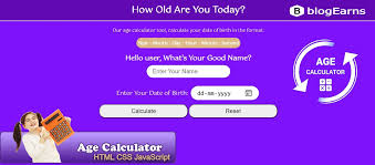 age calculator in html css javascript