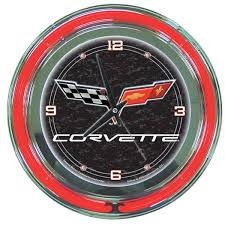Corvette C6 14 Neon Wall Clock Black
