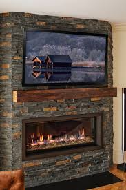 Rustic Linear Fireplace Contemporary