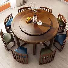teakwood color shah round teak dining table