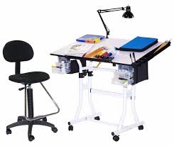 Computer desk office study table price list. Martin Creation Station 4 Pieces Combo Table Package With Drafting High Chair White Base With White Top Hobby Table Studio Furniture Drawing Table
