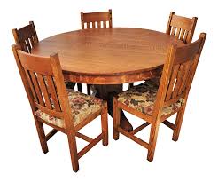These stylish sets are available in different shapes and colours. Antique Arts Crafts Mission Round Oak Dining Set 6 Pieces Chairish