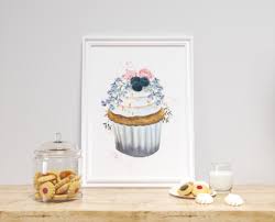 Blueberry Cupcake With Flowers Dgtally