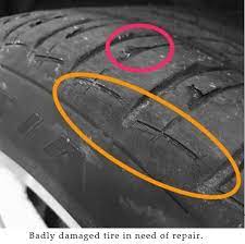 punctured car tire repaired