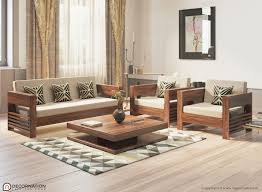 modern black teak wood 2 seater sofa